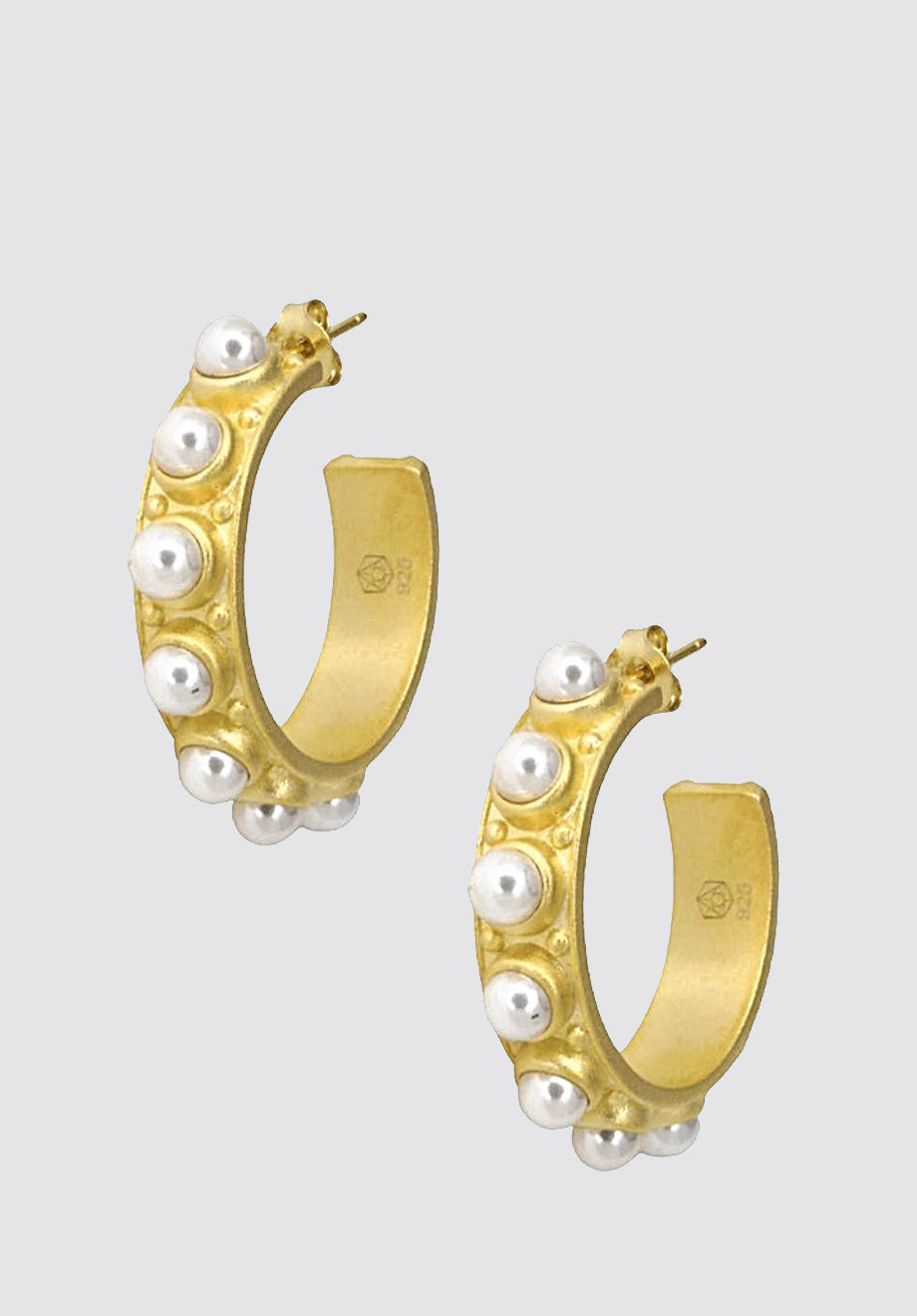 Pearl Hoops In Gold