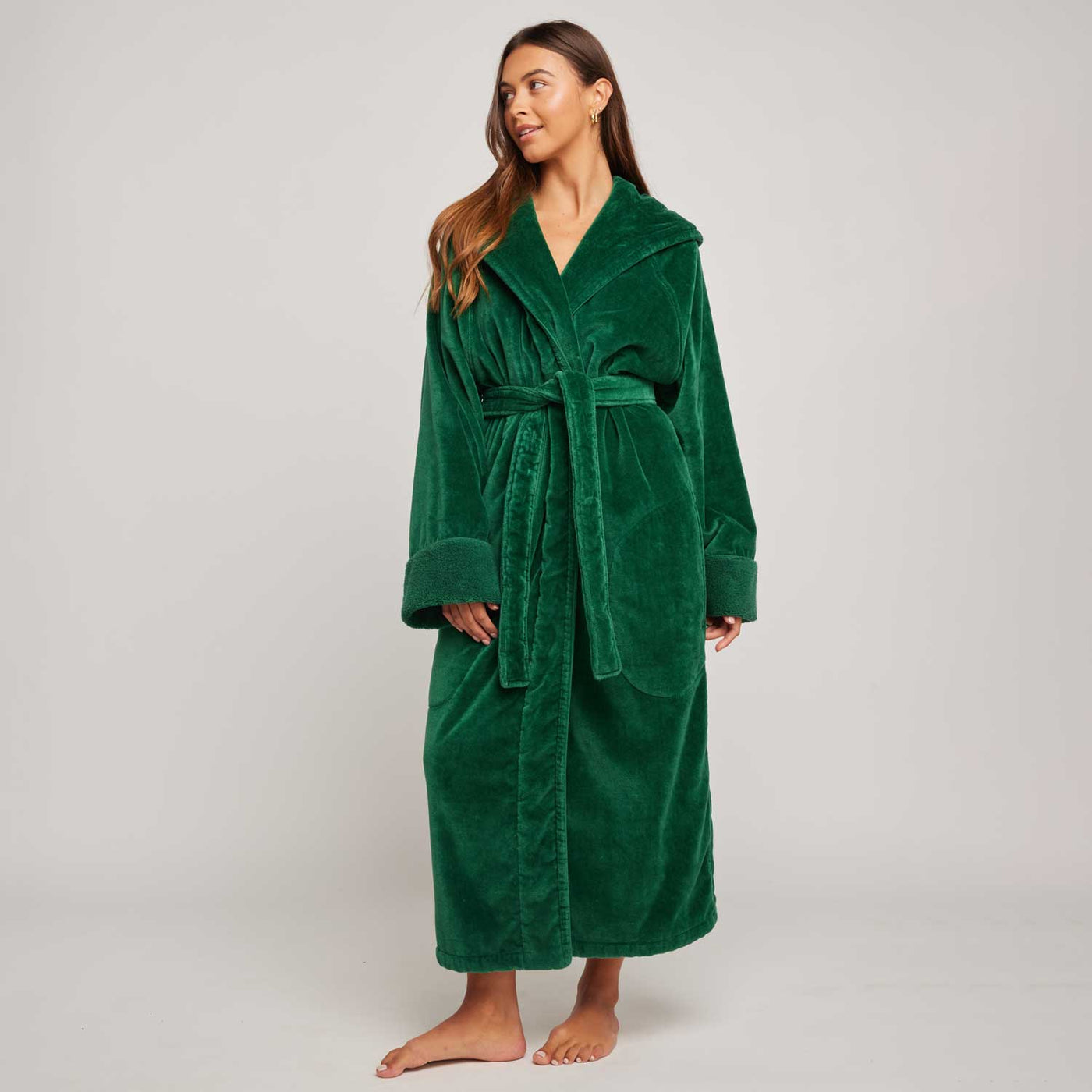 Organic Cotton Hooded Robe - Womens