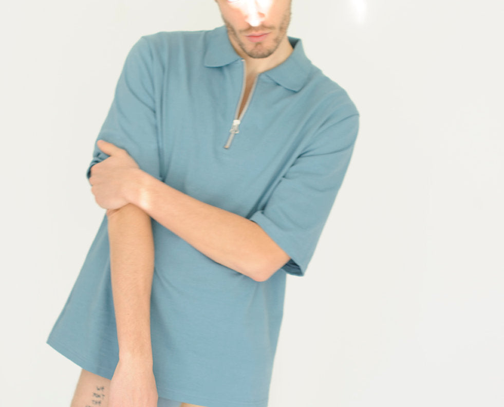 Oversized Polo Shirt | Blue