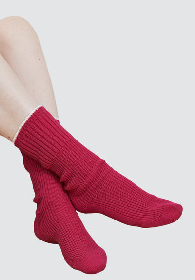 Long Cashmere Sock | Cherry