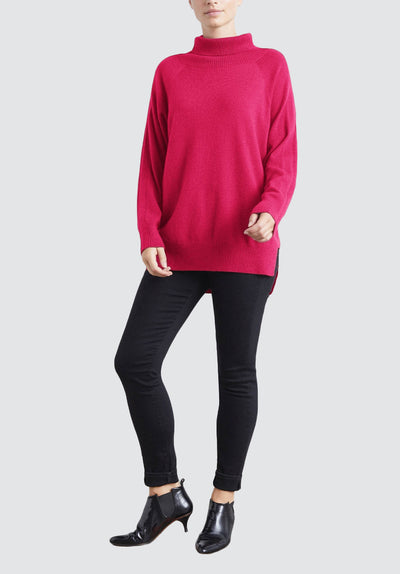 Polo Neck Cashmere Sweater | Cherry