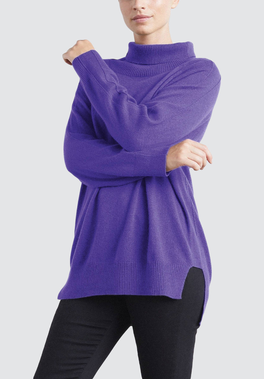 Polo Neck Cashmere Sweater | Purple