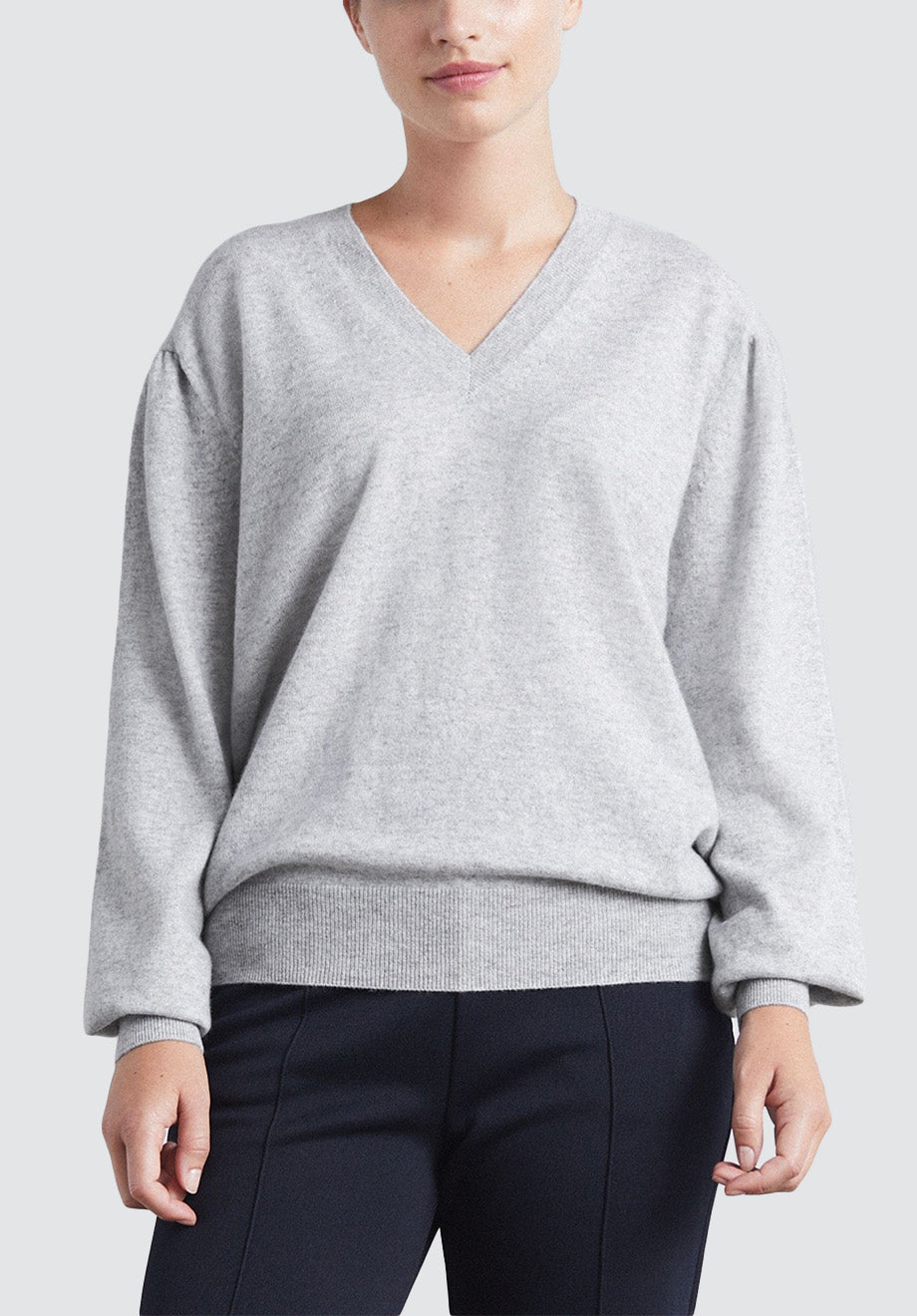 Cashmere V Neck Sweater | Foggy
