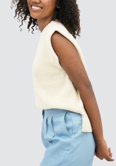 Napoli NAP - High-Neck Knitted Top | Porcelain