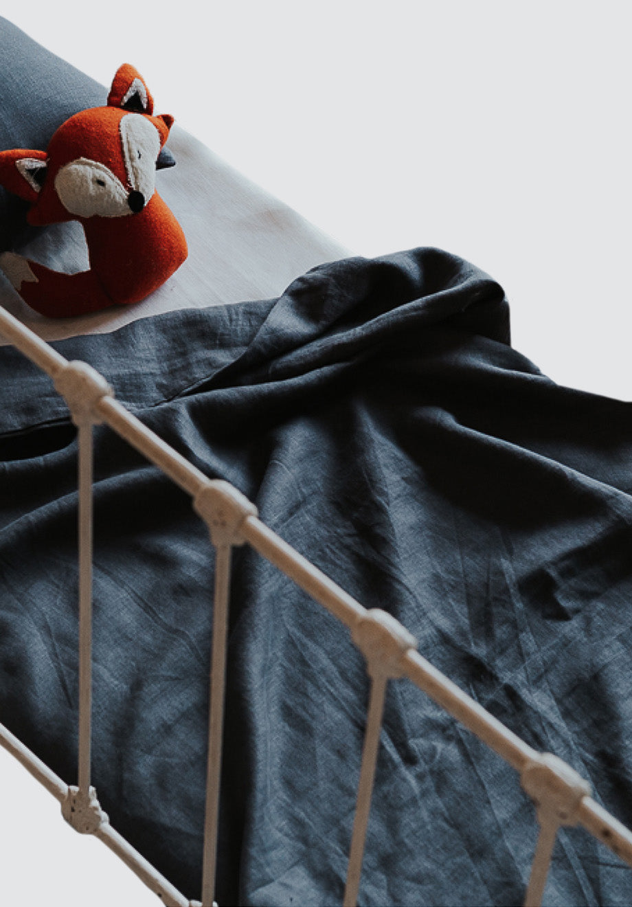 100% Linen Crib Set (Duvet and Pillowslip) | Charcoal