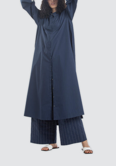 Wide Sleeve Shirt Co-Ord | Navy