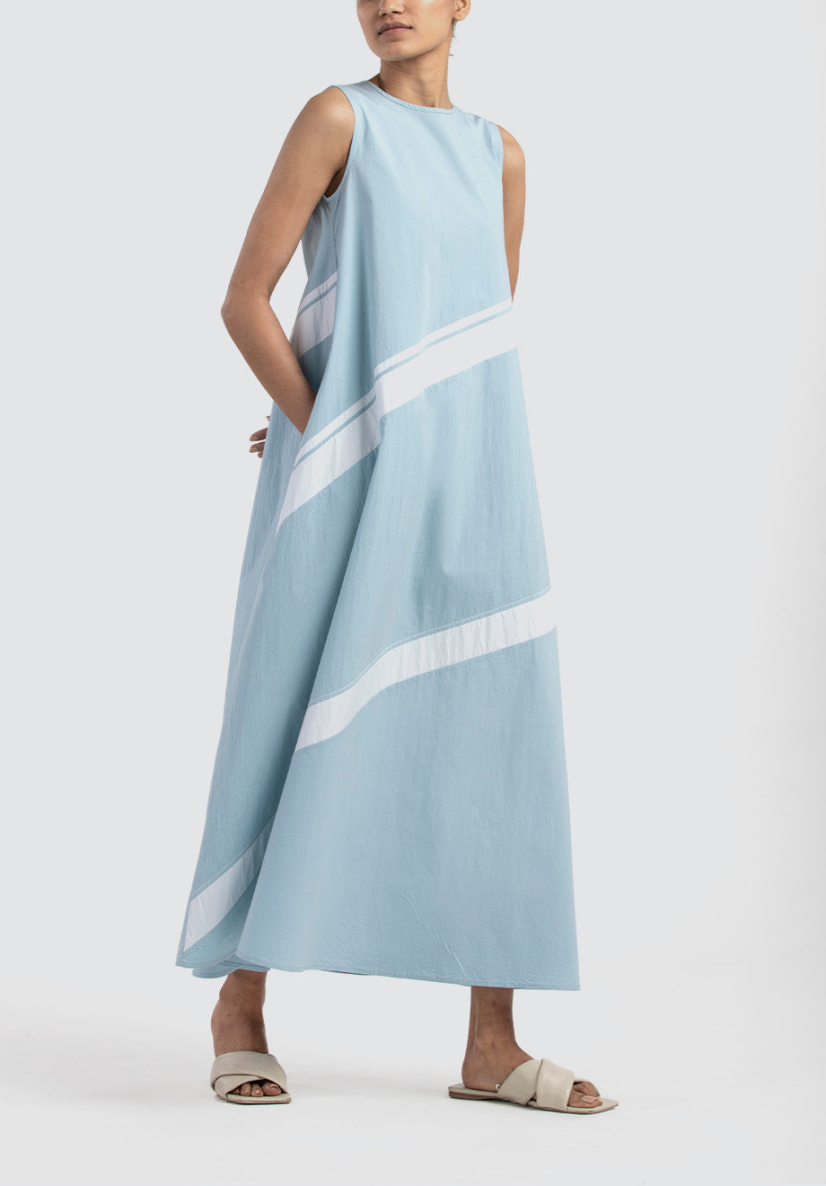 Applique Stripe Dress | Powder Blue