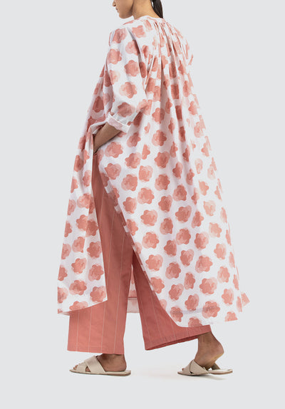 Gather Neck Shirt | Dusty Rose Floral