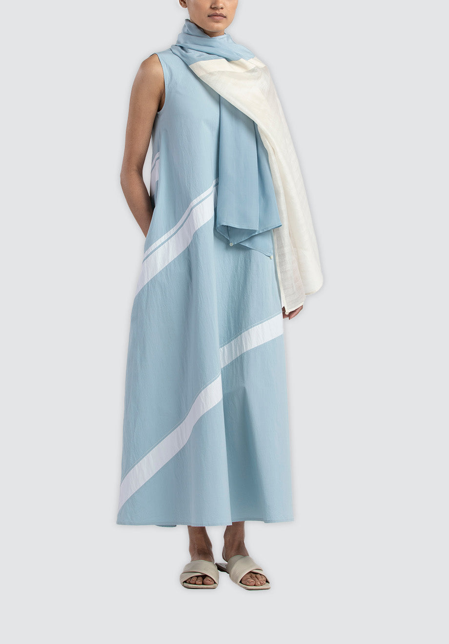 Applique Stripe Dress | Powder Blue