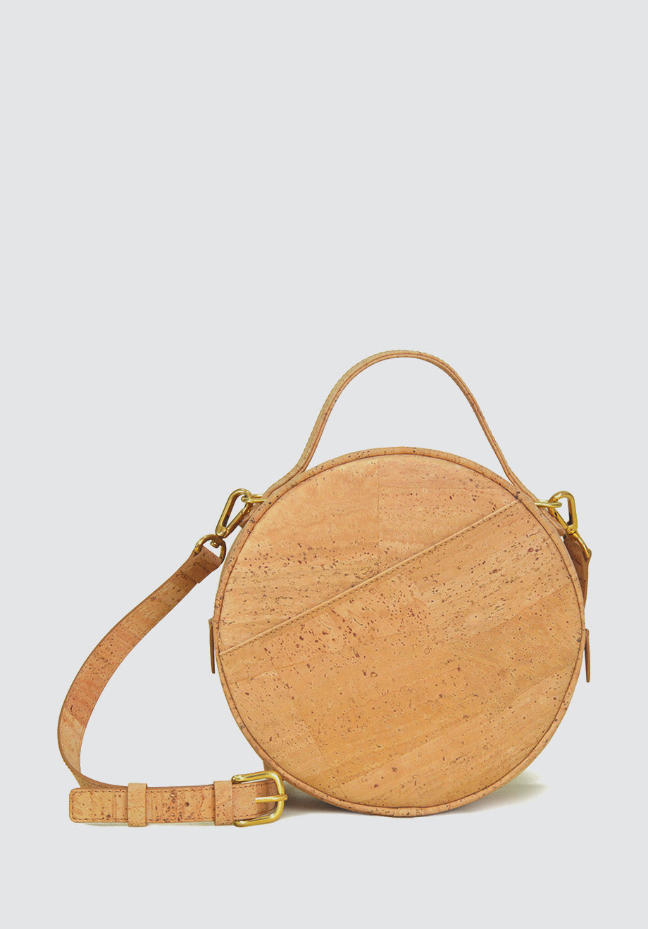 BETA Handcrafted Cork Vegan Round Shoulder Bag | Natural