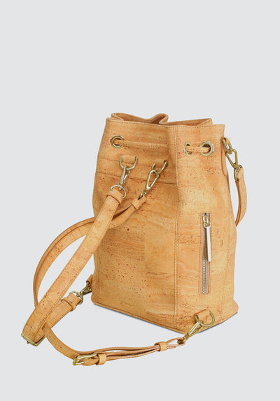 GAMMA Handcrafted Cork Vegan Bucket Backpack | Natural