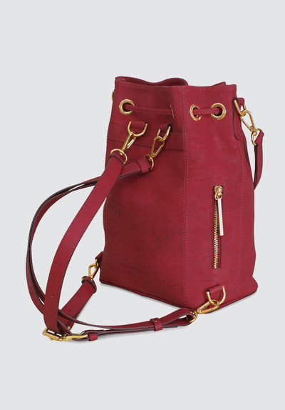 GAMMA Handcrafted Cork Vegan Bucket Backpack | Burgundy