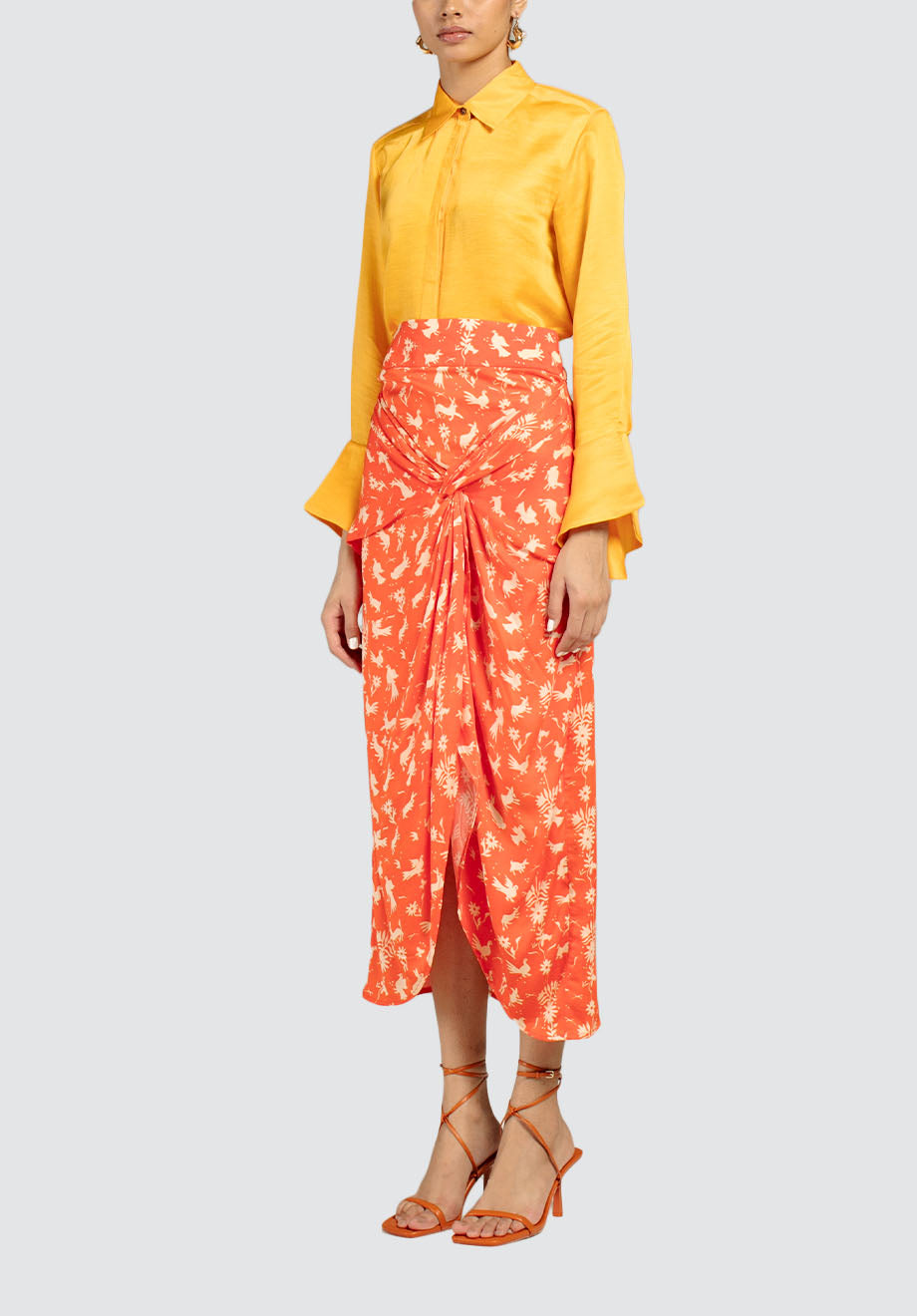Chidiya Draped Skirt | Orange