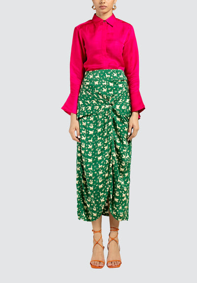 Chidiya Draped Skirt | Green