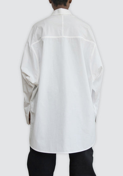 Engineered Sleeve Shirt with Flap Pockets | White