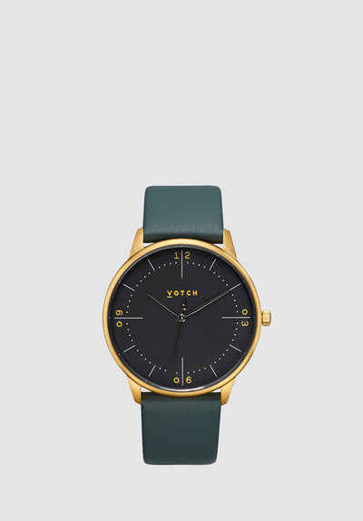 Aalto Watch | Gold & Juniper With Black