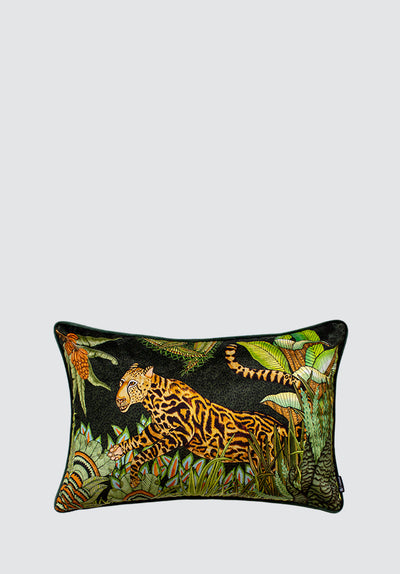 Cheetah Kings Forest | Delta Velvet Cushion Cover with Piping