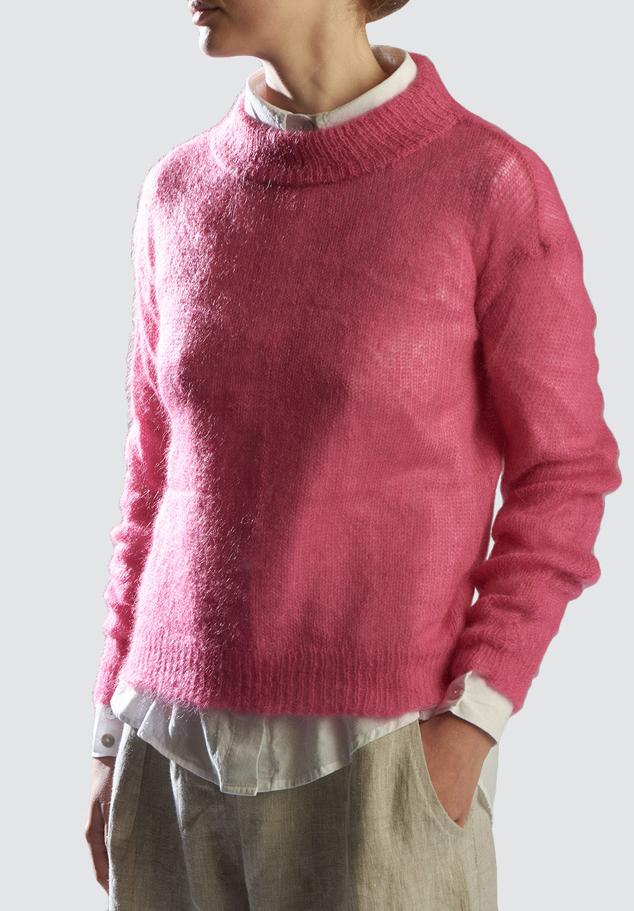 Hand Knitted Mohair Blend Jersey | Pink