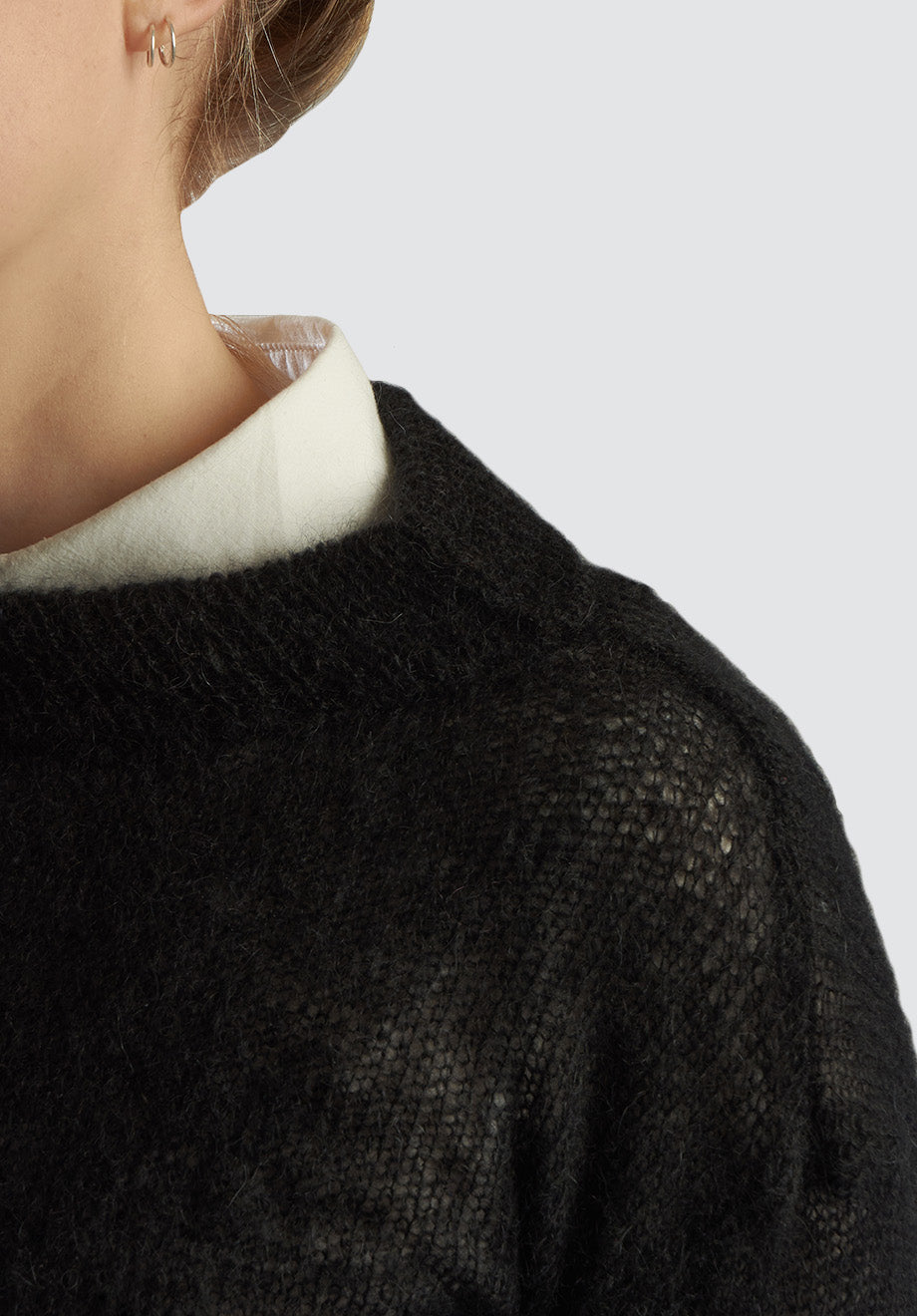 Hand Knitted Mohair Blend Jersey | Black