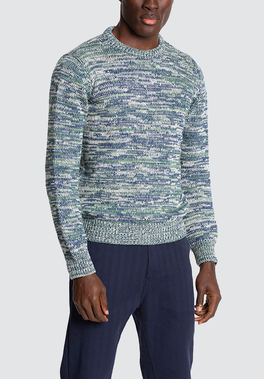 1Kg Wool & Linen Sweater | Estate Blue Myrtle & Ecru