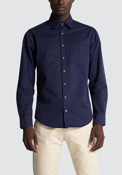 1 Pocket Cotton Shirt | Black Iris (Navy)