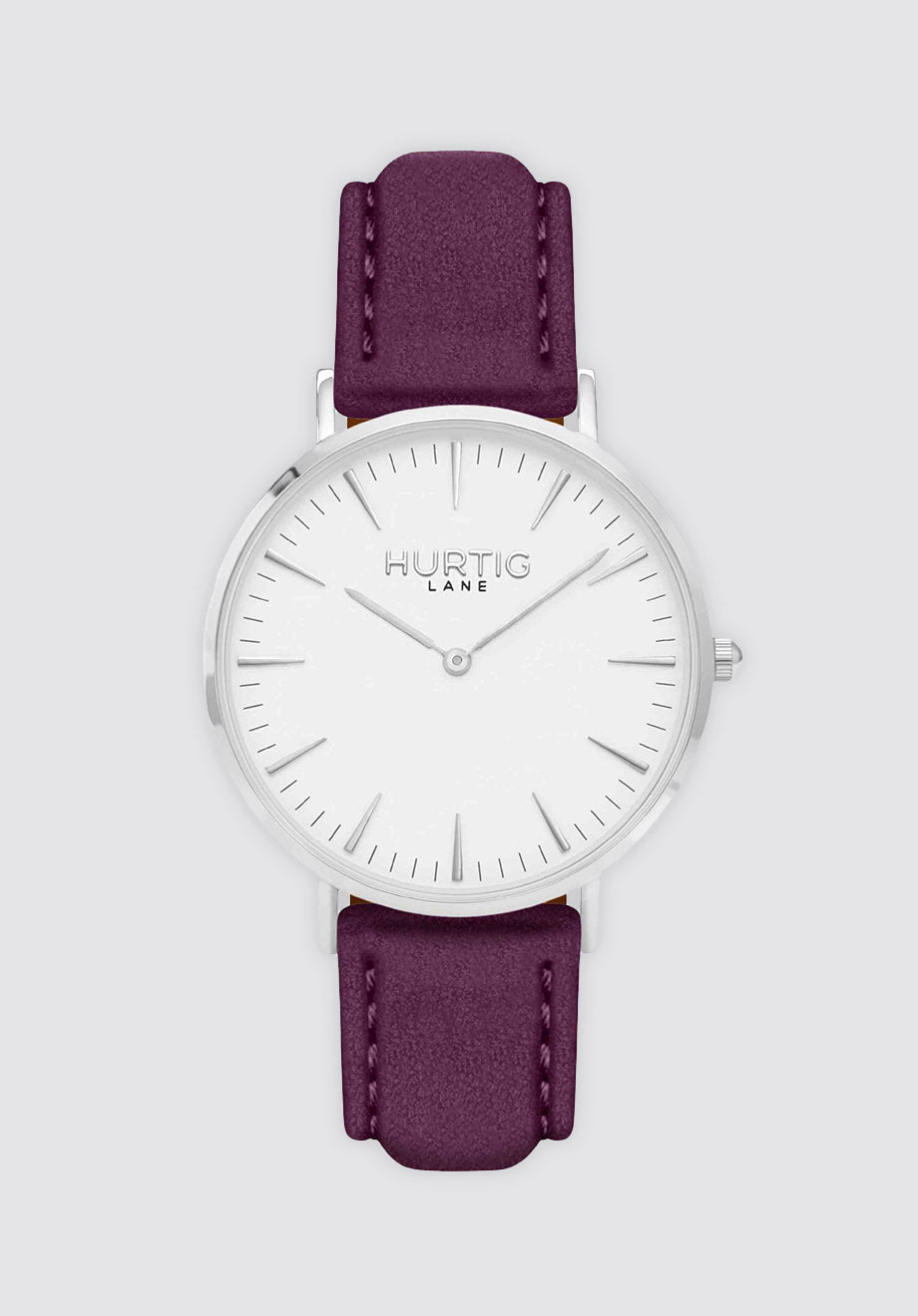 Hymnal Vegan Suede Watch Silver | White & Berry