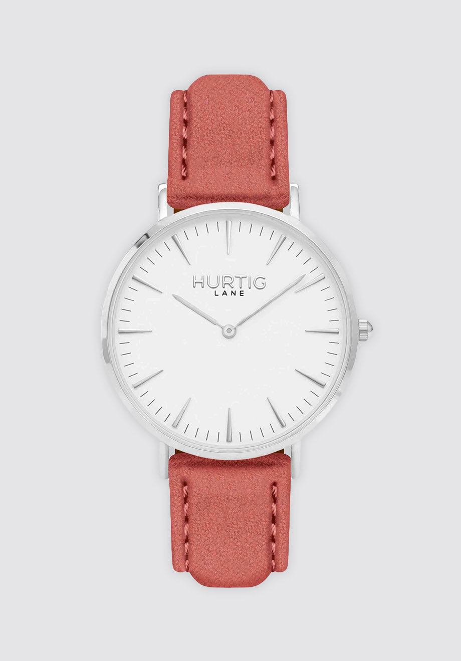 Hymnal Vegan Suede Watch Silver | White & Coral