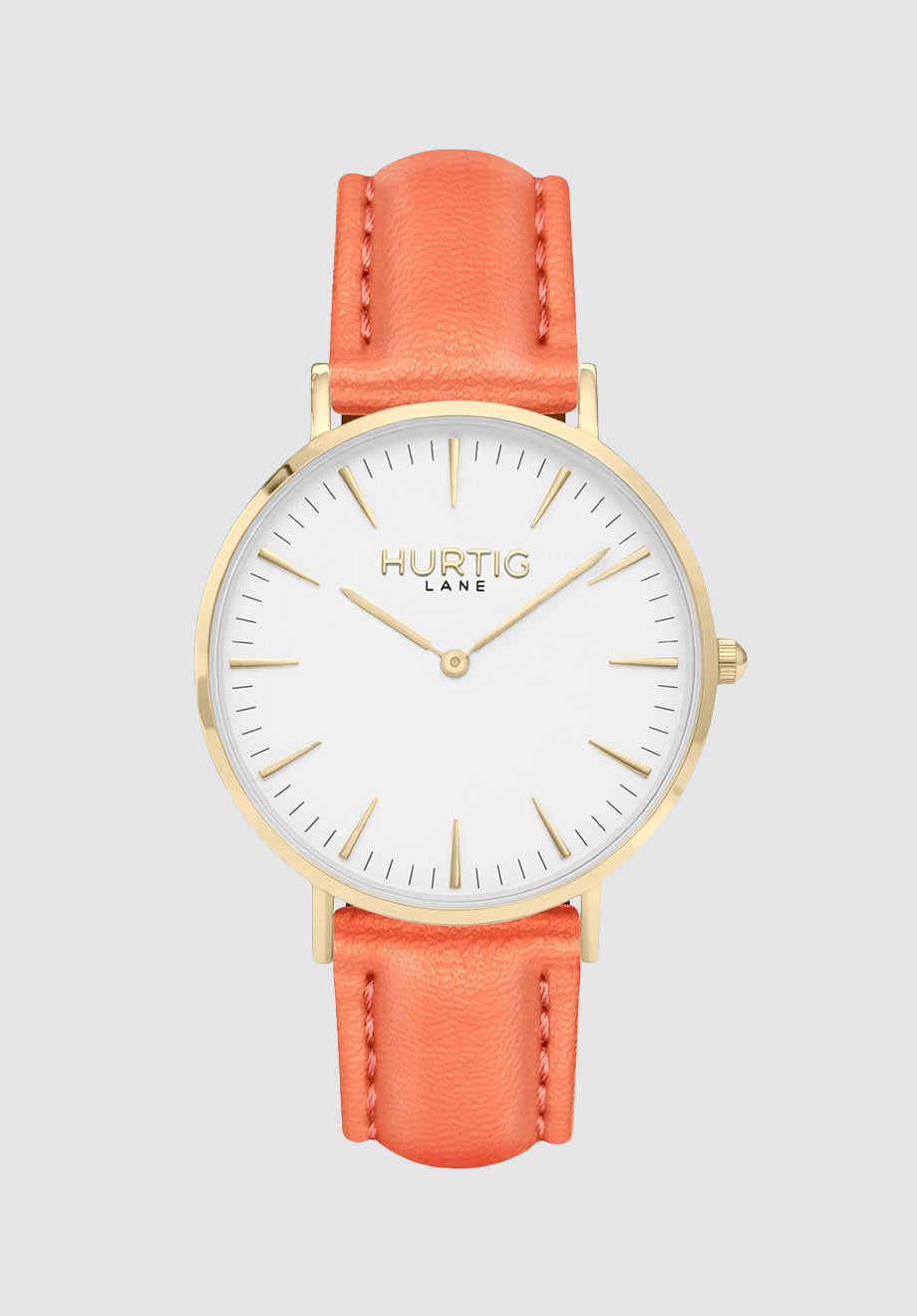 Mykonos Vegan Leather Watch Gold | White & Coral