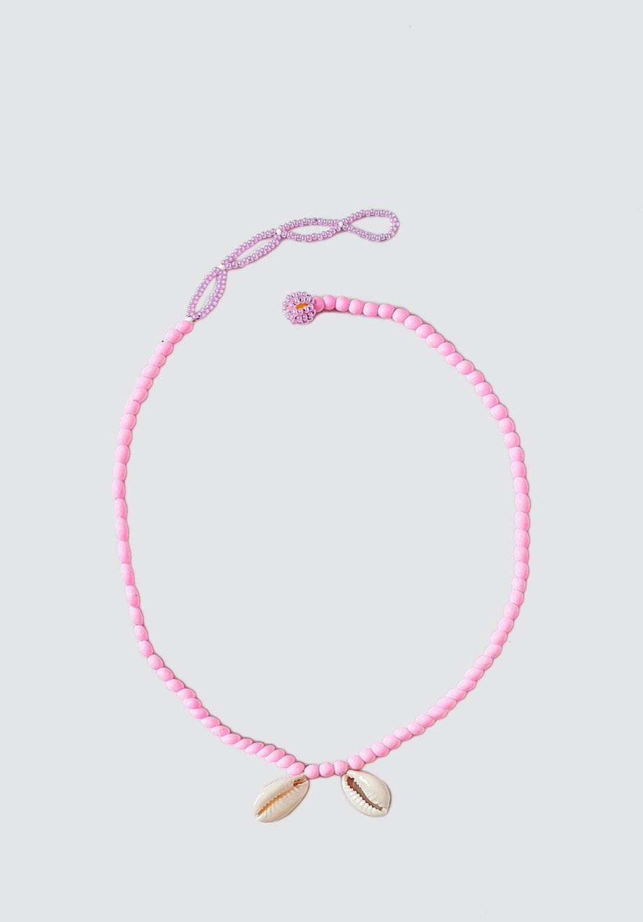 Beaded Necklace | Double Shell Pink