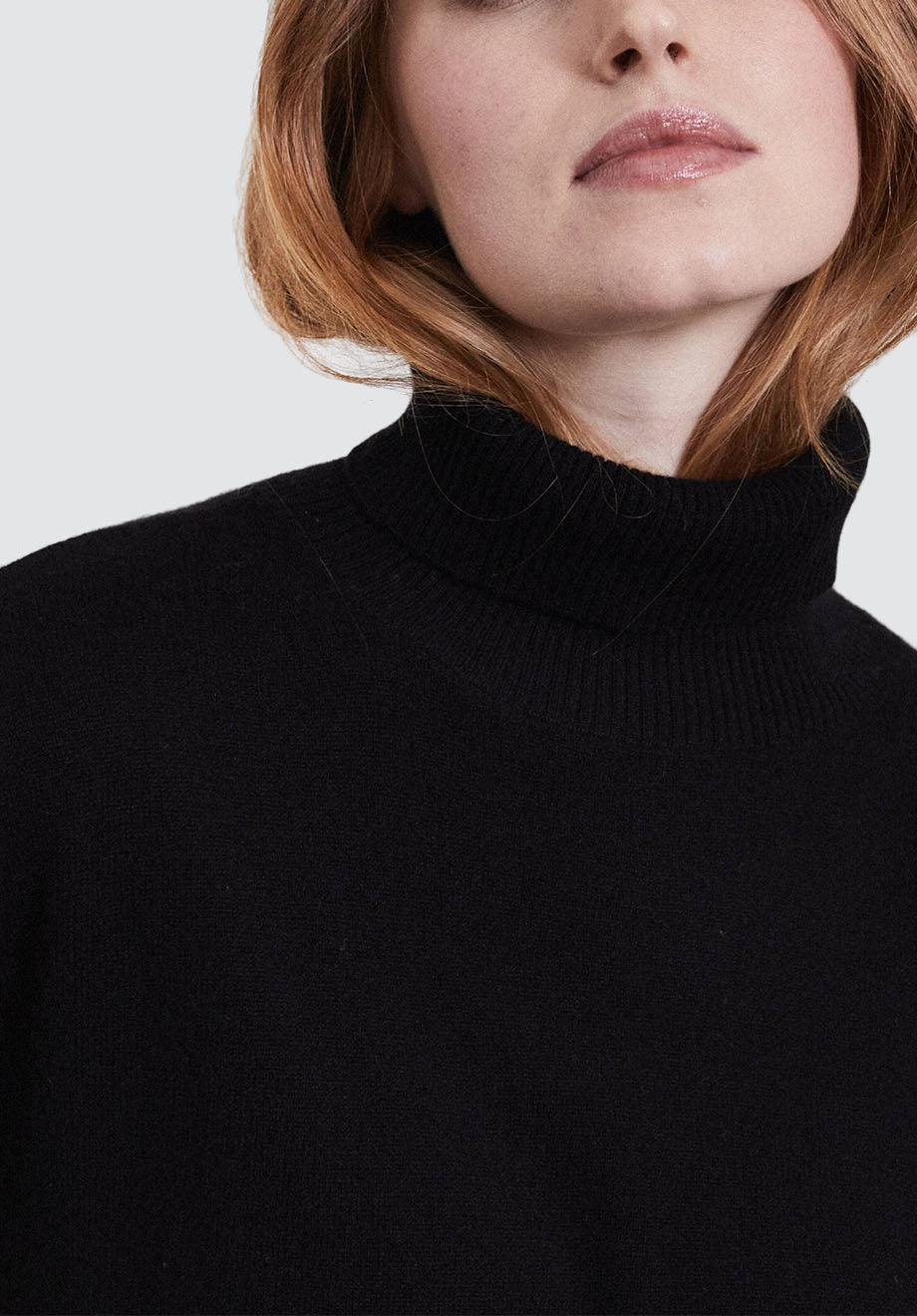 Polo Neck Cashmere Sweater | Black