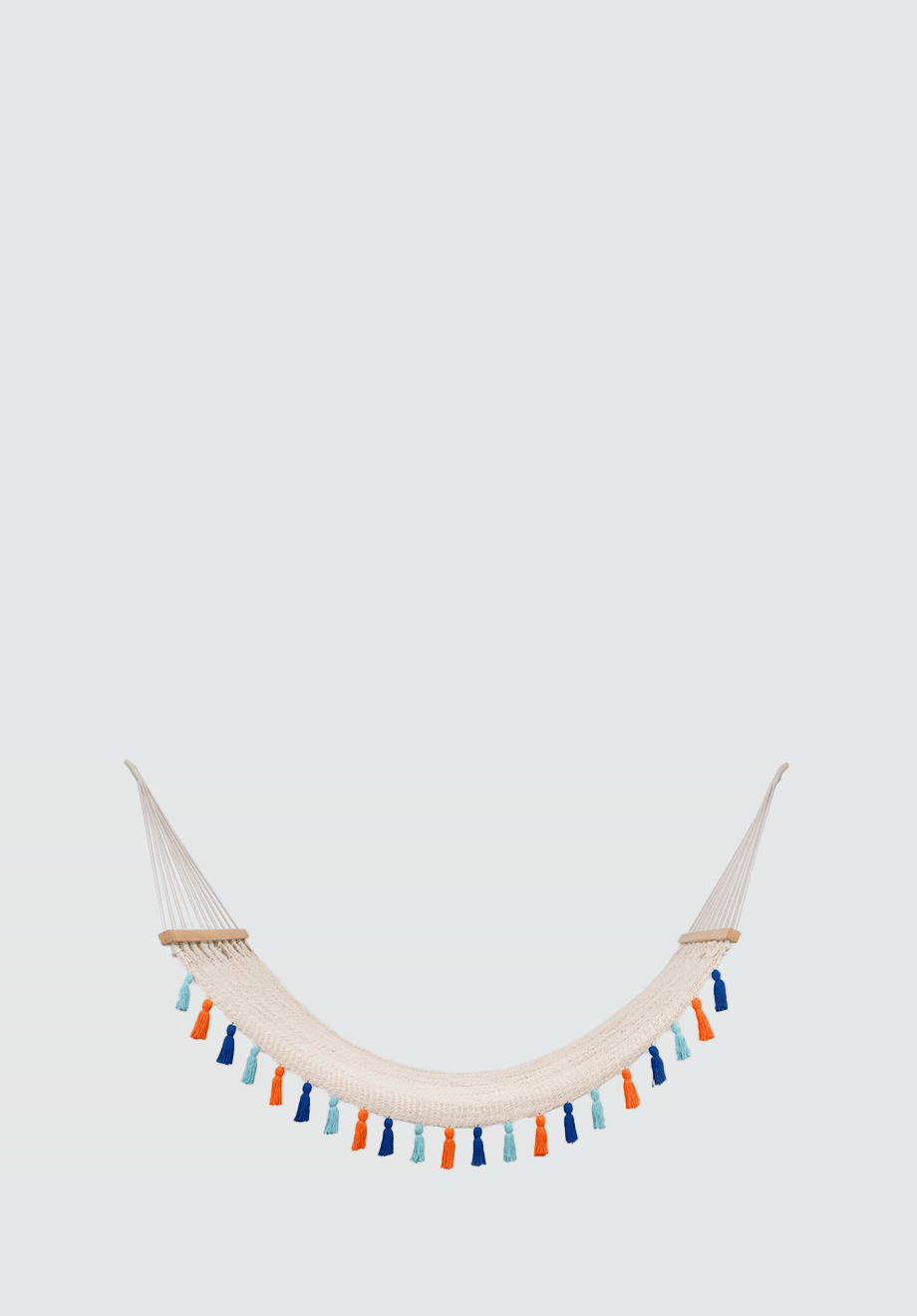Deluxe Natural Cotton Hammock with Hue Inspired Tassels (Wooden Bar)