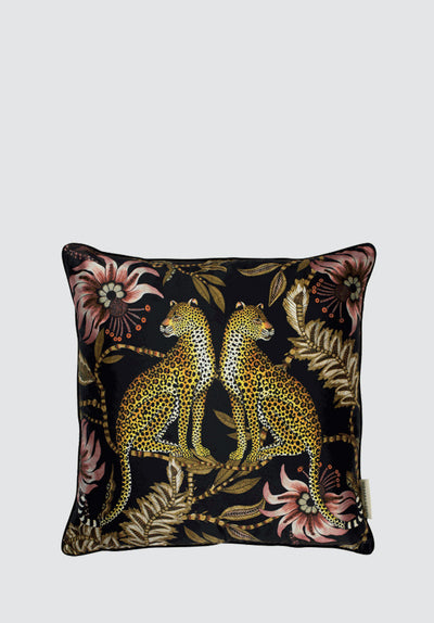 Lovebird Leopards | Night Silk Cushion Cover