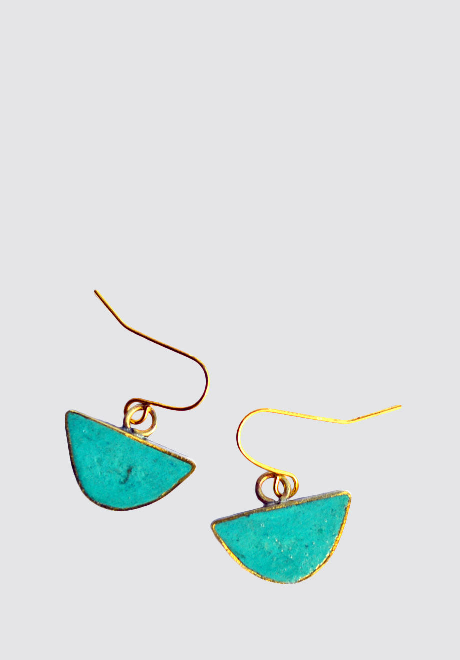 Moon Pulp & Brass Earring | Emerald