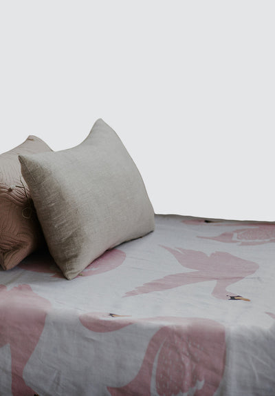 100% Linen Duvet in Swans + Dots Pillow slip