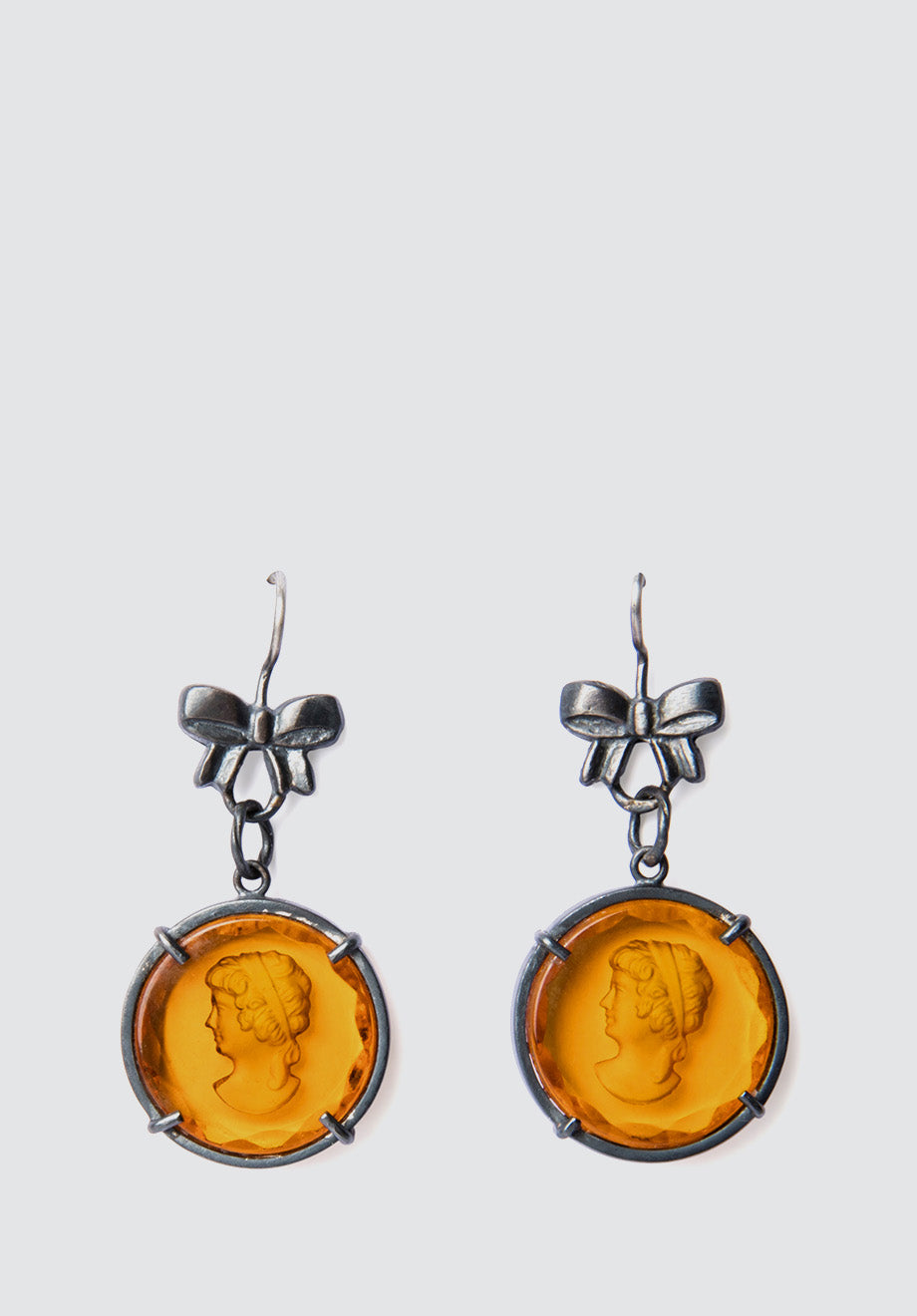 Contemporary Amber Glass Cameo Earrings