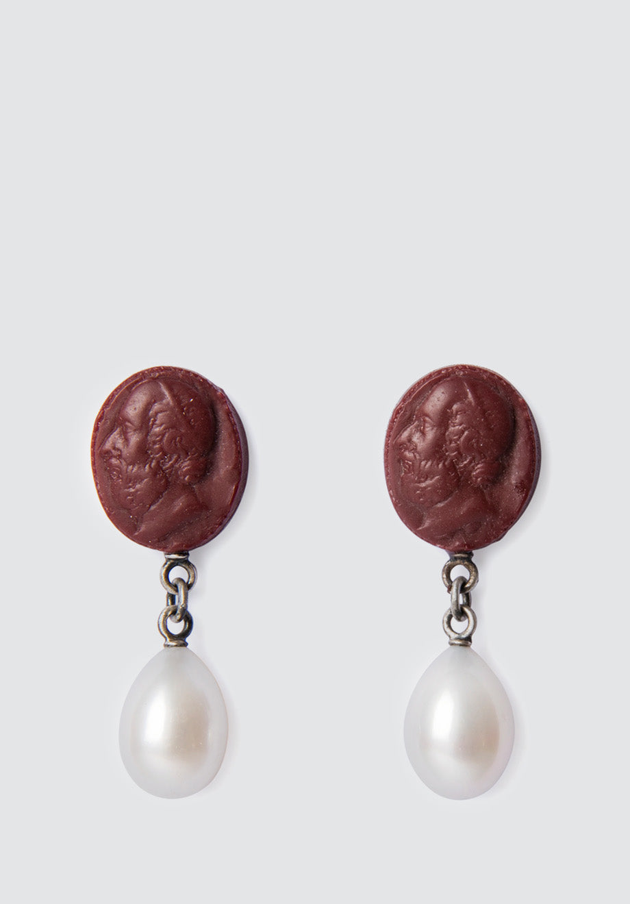 Contemporary Cameo Earrings with Pearl Drop