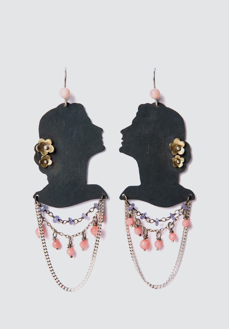 Silhouette Earrings with Chains & Beads