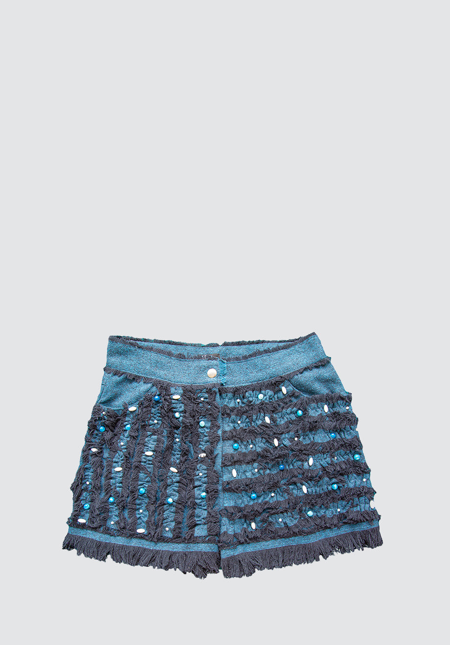 Dark Blue | Fringe Short 100% Silk