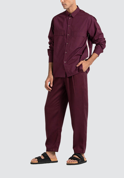 Patch Pocket Shirt Co-ord | Wine