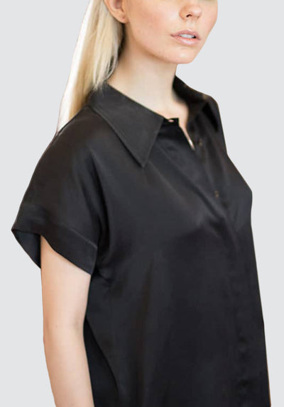 100% Pure Silk Black Shirt