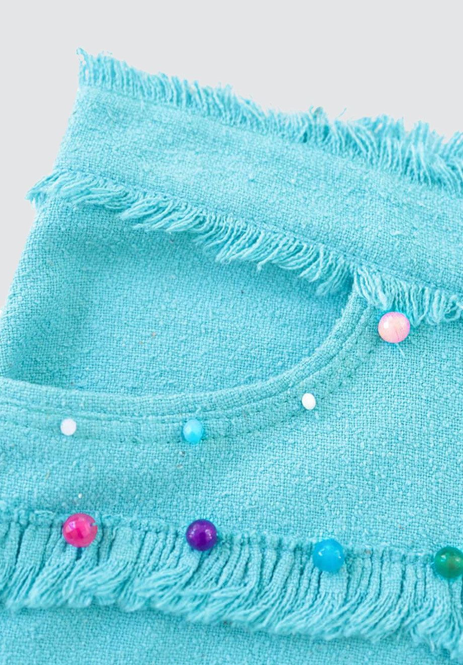 Turquoise | Fringe Short 100% Silk