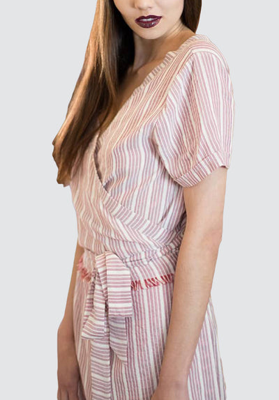 Vertical Stripe Double-breasted Dress
