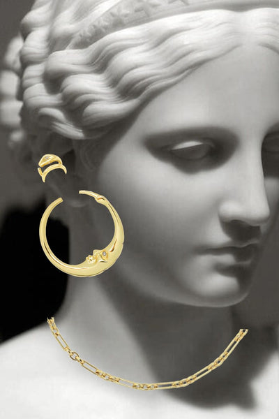 Moon Hoop Earrings In Gold