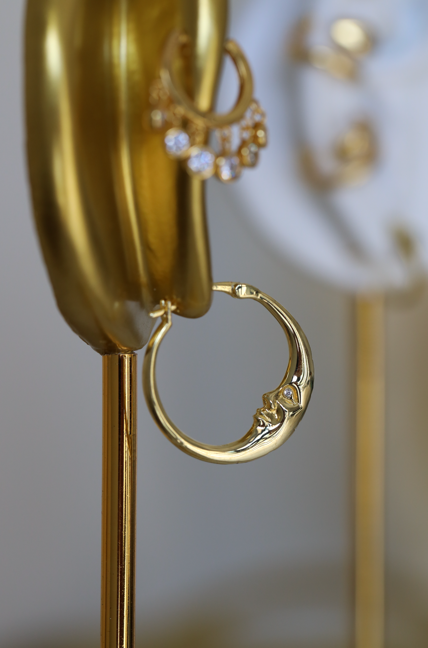 Moon Hoop Earrings In Gold